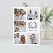 Modern Minimalist Calligraphy Crest monogram Photo サンキューカード (スタンド正面)