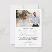 Modern Minimalist Calligraphy Crest monogram Photo サンキューカード (裏面)