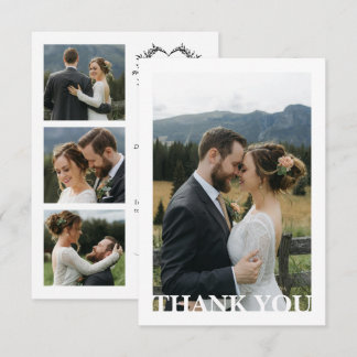 Modern Minimalist Calligraphy Crest monogram Photo サンキューカード