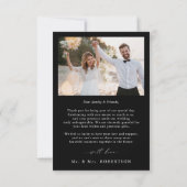 Modern Minimalist Calligraphy Crest monogram Photo サンキューカード (裏面)