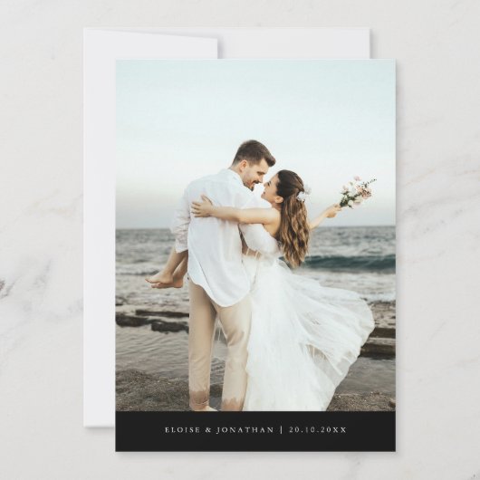 Modern Minimalist Calligraphy Crest Photo Wedding 招待状 (裏面)