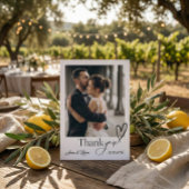 Modern Minimalist Calligraphy Script Photo Wedding サンキューカード