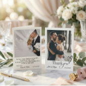 Modern Minimalist Calligraphy Script Photo Wedding サンキューカード