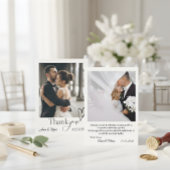 Modern Minimalist Calligraphy Script Photo Wedding サンキューカード