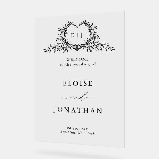 Modern Minimalist Calligraphy Wedding Welcome アクリルサイン (傾斜)