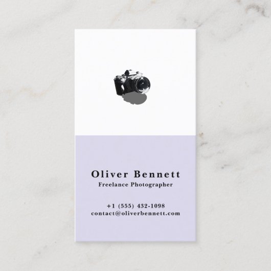 Modern Minimalist Camera Photographer-Lavender 名刺 (正面)