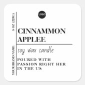 Modern Minimalist Candle Label Template | Editable スクエアシール (正面)