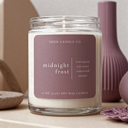 Modern Minimalist Candle Packaging Label Mauve スクエアシール