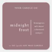 Modern Minimalist Candle Packaging Label Mauve スクエアシール (正面)