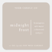 Modern Minimalist Candle Packaging Label Taupe スクエアシール (正面)
