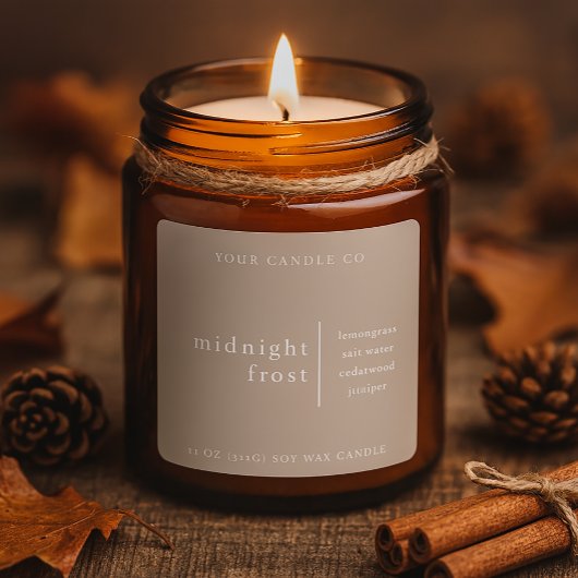 Modern Minimalist Candle Packaging Label Taupe スクエアシール