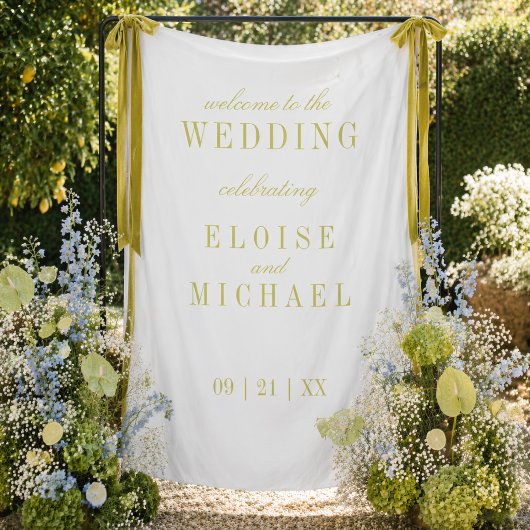 Modern Minimalist Chartreuse Wedding Banner タペストリー