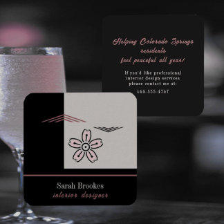 Modern Minimalist Cherry Blossom Business Card スクエア名刺