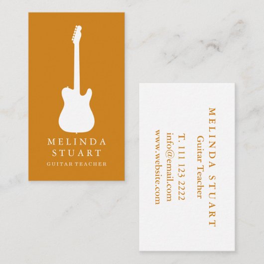 Modern Minimalist Chic Musician Guitar Teacher 名刺 (正面/裏面)