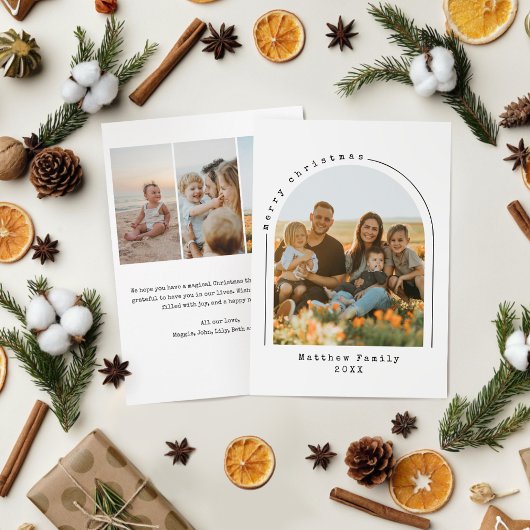 Modern Minimalist Christmas Family Photo Arch シーズンカード