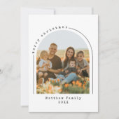 Modern Minimalist Christmas Family Photo Arch シーズンカード (正面)