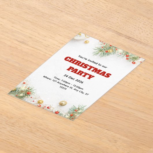 Modern Minimalist Christmas Invitation アクリル招待状 (レイダウン)