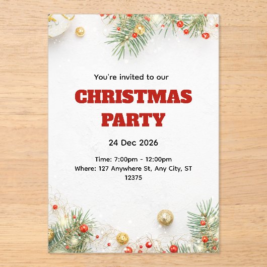 Modern Minimalist Christmas Invitation アクリル招待状 (正面)