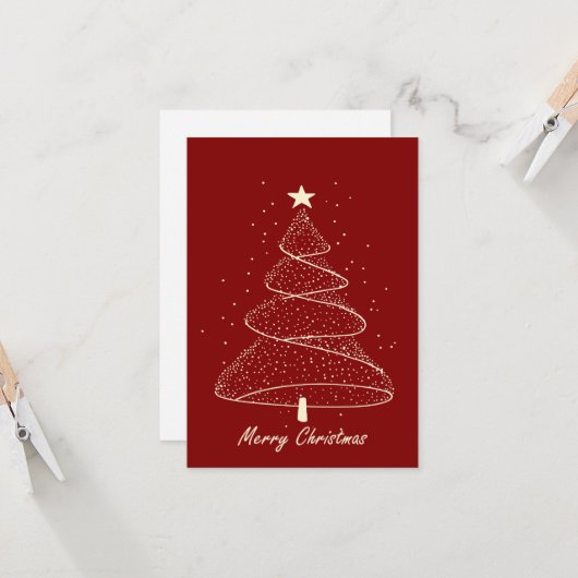 Modern Minimalist Christmas Tree カード (正面/裏面インサイチュ)