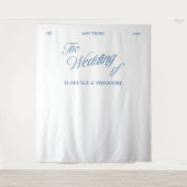 Modern Minimalist Classic Blue Script Wedding タペストリー (正面)