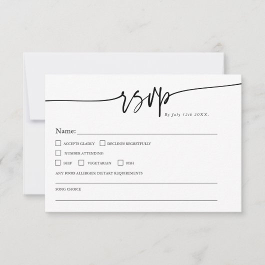 Modern Minimalist Classic QR code Boho Wedding 出欠カード (正面)