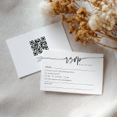 Modern Minimalist Classic QR code Boho Wedding 出欠カード