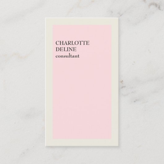 Modern Minimalist Clean Pale Pink Grey Consultant 名刺 (正面)
