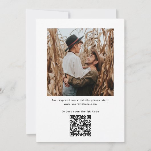 Modern Minimalist Clean Wedding | Photo & QR Code 招待状 (裏面)