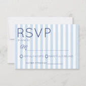 Modern Minimalist Coastal Blue StripesWedding 出欠カード (正面)
