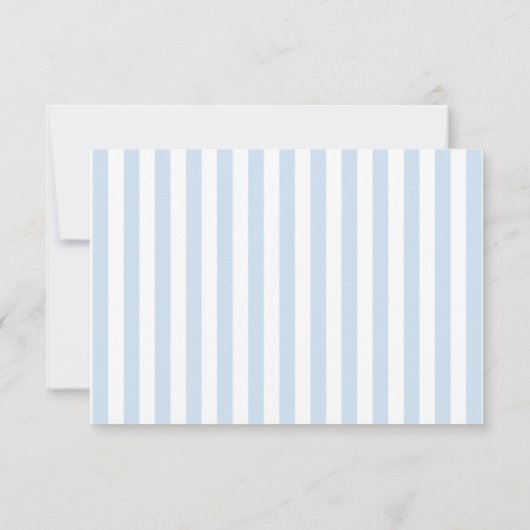 Modern Minimalist Coastal Blue StripesWedding 出欠カード (裏面)