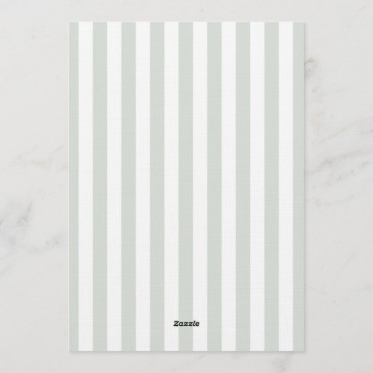 Modern Minimalist Coastal Green Stripes Wedding 招待状 (裏面)
