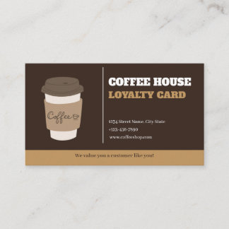 Modern Minimalist Coffee Shop Loyalty Card Templat ロイヤリティカード