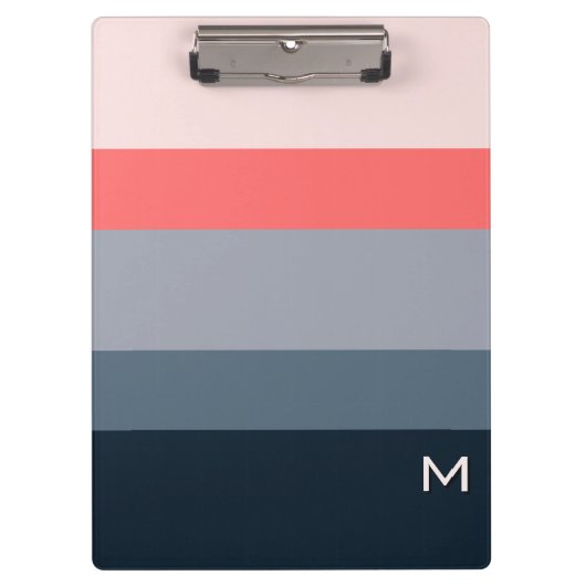 Modern Minimalist Color Block Monogrammed クリップボード (正面)