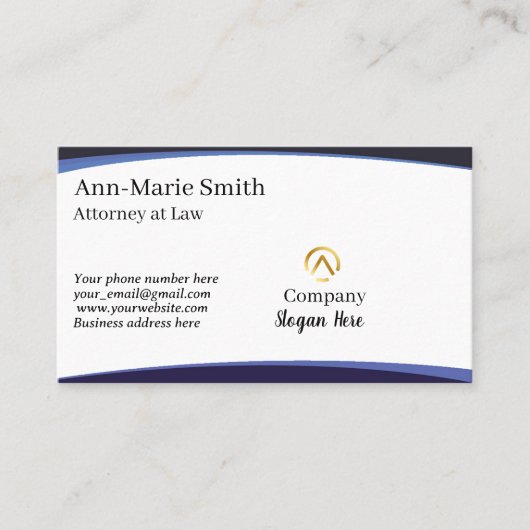 Modern Minimalist Company 3 Shaded Blue Logo   名刺 (正面)