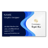 Modern Minimalist Company Blue White マグネット名刺 (正面)