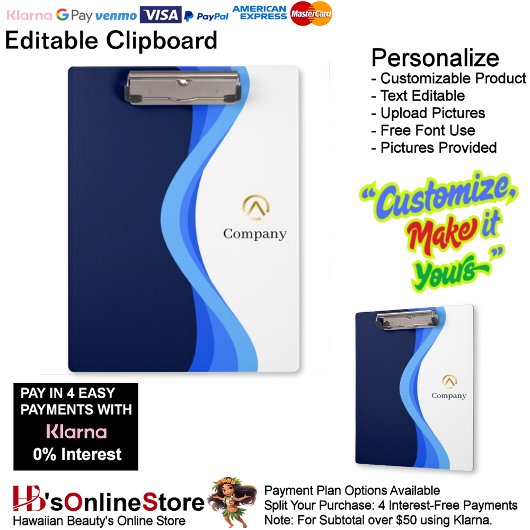 Modern Minimalist Company Blue White Business クリップボード