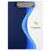 Modern Minimalist Company Blue White Business クリップボード (正面)