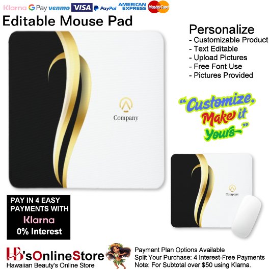 Modern Minimalist Company Blue White Business マウスパッド