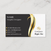 Modern Minimalist Company Gold Black White 名刺 (正面)
