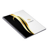 Modern Minimalist Company Gold Black White Spiral  ノートブック (右側)