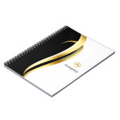 Modern Minimalist Company Gold Black White Spiral  ノートブック (左側)