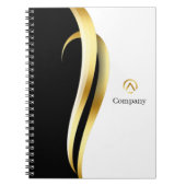 Modern Minimalist Company Gold Black White Spiral  ノートブック (正面)
