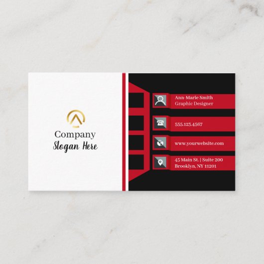 Modern Minimalist Company Red Black White 名刺 (正面)