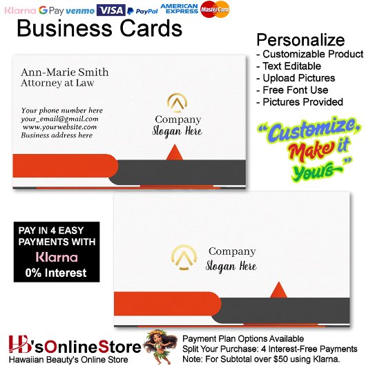 Modern Minimalist Company Red Black White Logo 名刺