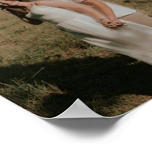 Modern Minimalist Couple Photo "Engaged" ポスター (角)