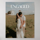 Modern Minimalist Couple Photo "Engaged" ポスター (正面)