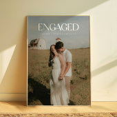 Modern Minimalist Couple Photo "Engaged" ポスター