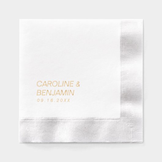 modern minimalist couples name wedding 箔ナプキン (正面)