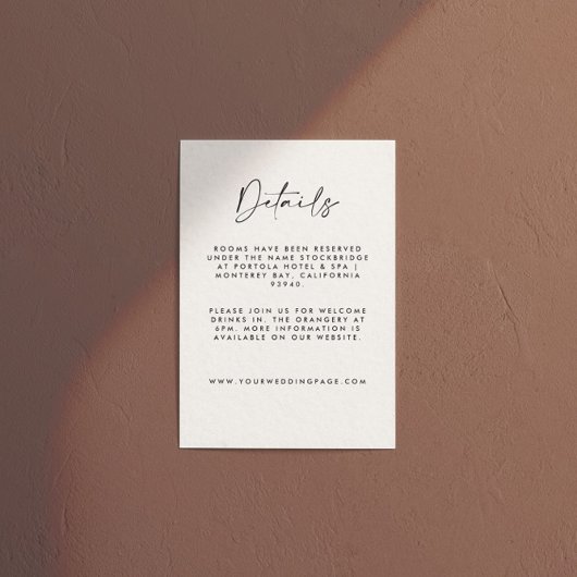 Modern Minimalist Cream & Black Script Wedding  エンクロージャーカード