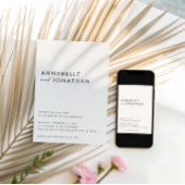 Modern Minimalist Cream & Black Script Wedding  招待状